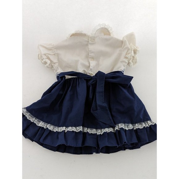 Vintage Nana's Pet Smocked Lace Collar Dress Size 12 Months Blue White Ducks - Picture 10 of 12